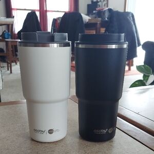 Asobu Pick Me Up White + Black Coffee  Tumbler Set Of 2